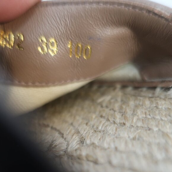 Authentic Gucci Marmont Taupe Leather GG Espadrille Flat Platform Mule 39 US/8.5 - Picture 13 of 14